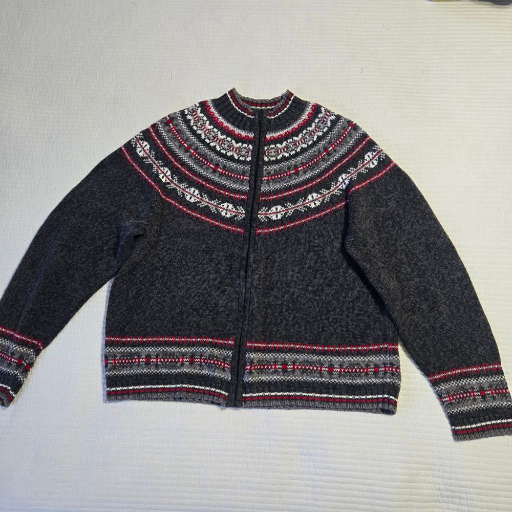 Women's Tiara International Charcoal Gray & Red Christmas Cardigan L - Picture 12 of 12